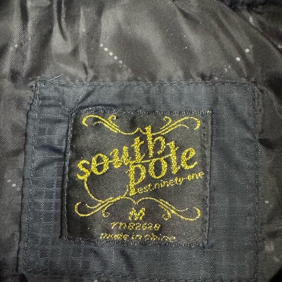 Southpole Y2K Faux Fur Black Gold Puffer Vest Zip Button Up Size Medium - Picture 3 of 6